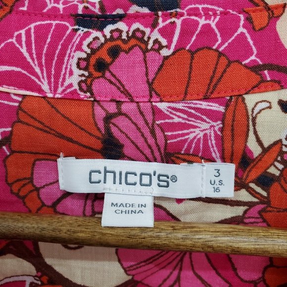 Chico's Pink Floral Button Down Shirt - Picture 11 of 14